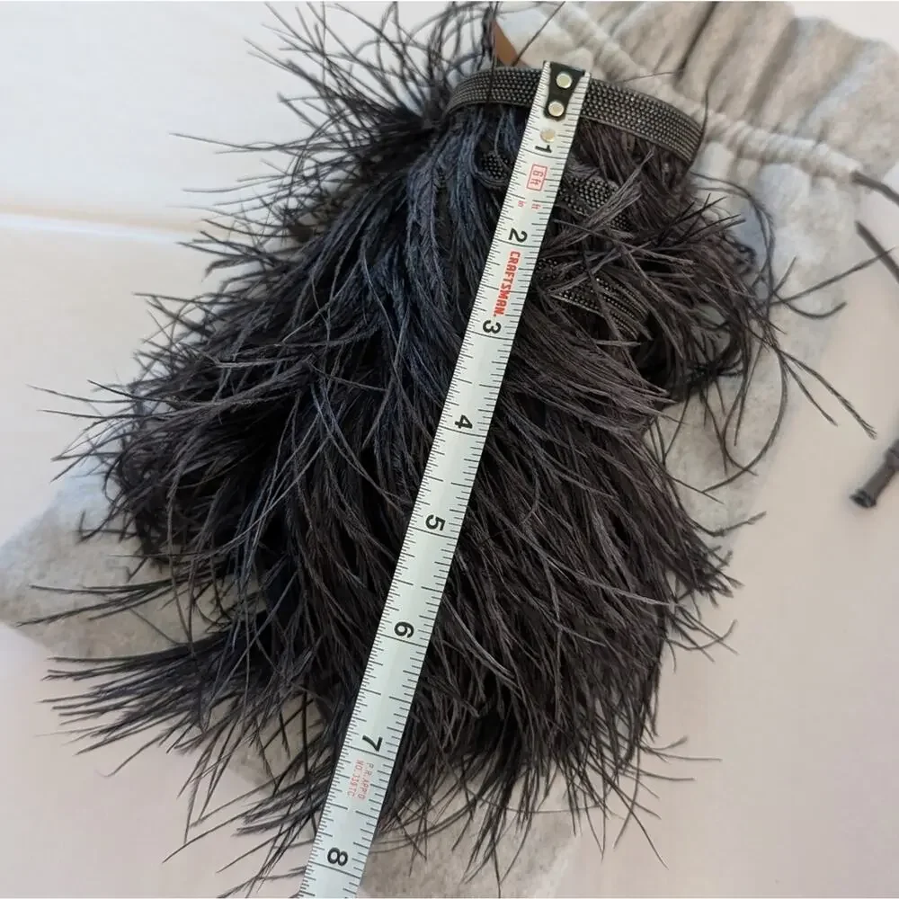 Brunello Cucinelli Gray Feather/Leather/Gunmetal Cuff Bracelet